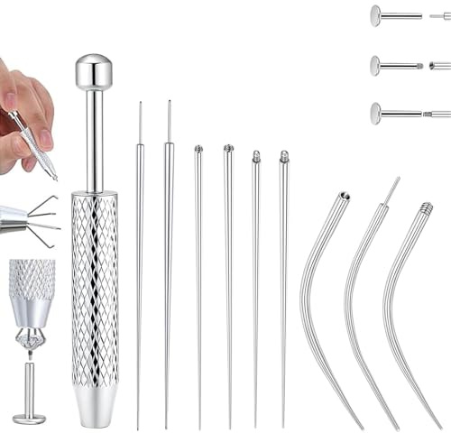 zui zhan 10 Pcs Stainless Piercing Ball Grabber and Piercing Taper Insertion Tool, Piercing Tools to Change Jewellery, 14G 16G 18G Compatible Flat Back Earring Applicator Tool for Ears Nose Lip Navel