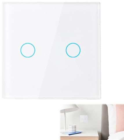 Interruptor de luz WiFi, interruptor de luz táctil inteligente para hogares inteligentes, control de voz con Alexa Google Home, control remoto de aplicación, función de temporizador, interruptor único