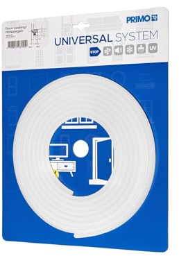 Primo Zimmertürdichtung - Türdichtung für Holzzargen - Universaldichtung Lignum 34 in Weiß - Türgummi für 3-4 mm Nuten - 5m Länge - Stoppt Zugluft, Lärm, Staub und Kälte - Türrahmen Dichtung