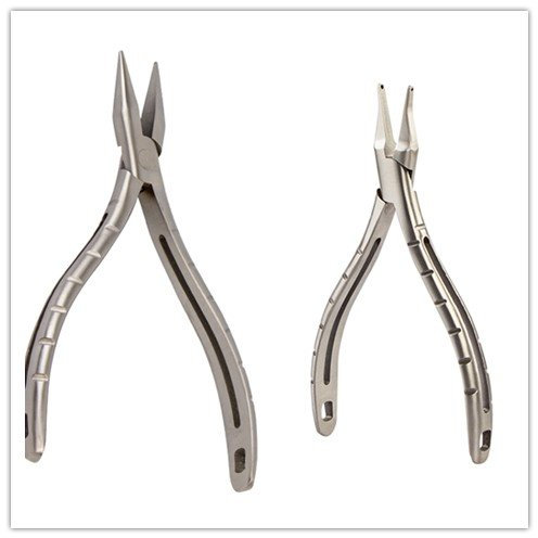 CGOLDENWALL Eyeglasses Snipe Nose Pliers Nose Pad Adjusting Plier with Built-in Spring (Flat Type+ Double-Hole Type)