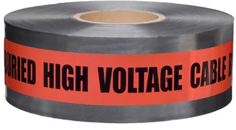 PRESCO Underground Detectable Tape: 3 in. x 1000 ft. (Red with Black CAUTION BURIED HIGH VOLTAGE CABLE BELOW printing)