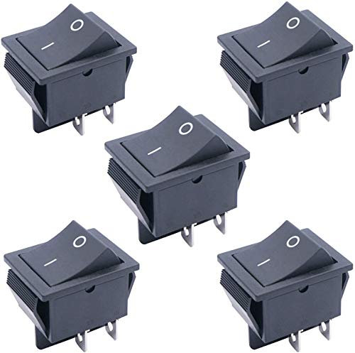 Taiss/5Pcs Black Rocker Toggle Switch On/Off DPST 4 Pin 2 Position KCD4 Snap AC 250V 125V/20A KCD2-201-BK