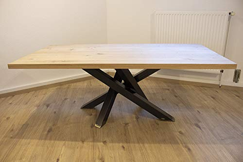 Kreuzgestell Rohstahl Klarlack matt MI-KADO 80x80 L1400 Tischgestell Küchentisch Esstisch Tischuntergestell X-Gestell