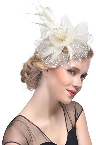 Ulalaza Frauen Fascinators Hut Haarspange Feder Hochzeit Braut Cocktail Hut Derby Kirche Bankett f¨¹r M?dchen