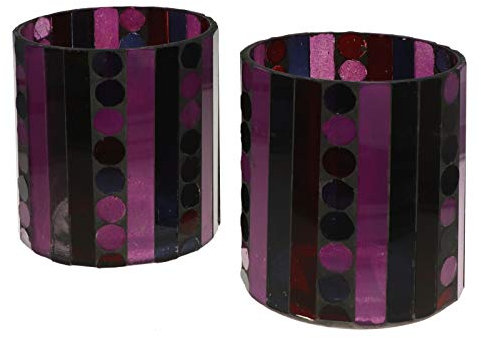 Wuona Objects Nona RAJA 2703-9x10cm - 2er Set - Mosaik Teelichtglas Teelichtgläser Kerzenglas Kerzengläser Mosaikglas orientalisch Vintage