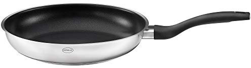RÖSLE Basic Line Bratpfanne Ø 28 cm, Universalpfanne mit Antihaftversiegelung ProPlex, Edelstahl 18/10, induktions- und spülmaschinengeeignet, Silberfarben / Schwarz