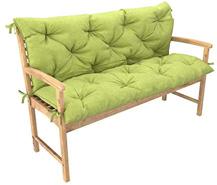 chilly pilley Cuscino Trapuntato Per La Panca Per Lo Dondolo In Due Parti Cuscino Per Mobilli Da Giardino Con Schienale Con Lacci Ampia Scelta Delle Dimensioni E Di Colori (110x50x50, Verde)