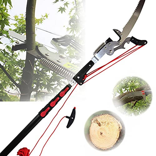 HGJDKSJ Manual Pole Saw Head, with 3-Sided Blade SK5 Cutting Blade, Tree Pole Pruner, Tree Saw Alloy Steel Branch, Long Reach Pole Pruning Saw for Sawing and Shearing,5.4m/18FT