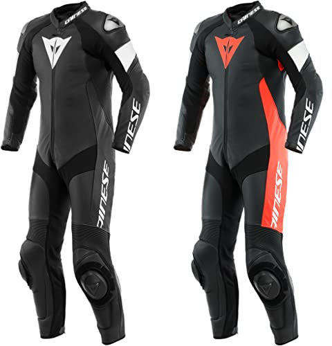 Dainese Tosa 1-Teiler Perforierte Motorrad Lederkombi (Black/White,50)