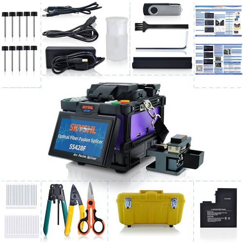 SKYSHL Kern-Ausrichtungs Glasfaser Spleißgerät (Mit 10*Elektroden et Autoladegerät) Kabel LWL Spleißerät Optical Fiber Splicing Fusion Splicer Glasfaser-Spleißgerät (SS428F-511)