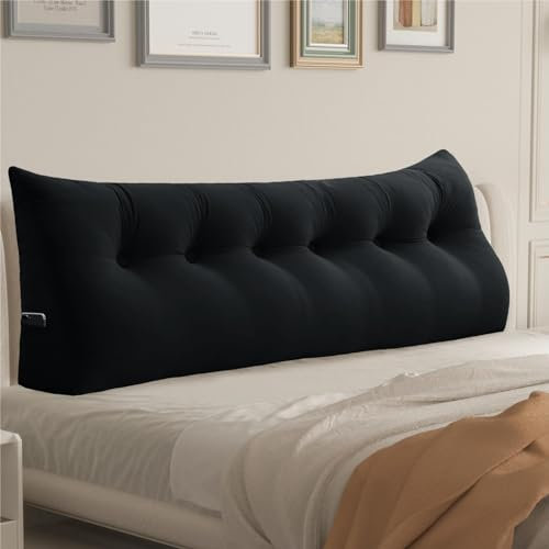 Rucener Großen Rückenkissen Dreieckigen Kissen Sofakissen HohenKopfteil Kopfkissen HohenKopfteil Rückenlehne für Bett Perfekt AlsKissen Zum Fernsehen und Lesen Gibt Es in Vielen Schwarz 120CM