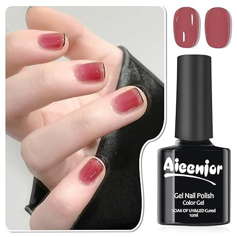 Aieenjor UV Nagellack Nude Rosa Jelly Rot Braun, Schellack Nagellack Nude Clear, Manicure Gellack, DIY Gel Maniküre Design, Jelly Nude Pink Nail Polish 10ML