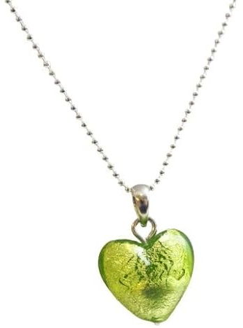 Sophia Rose Jewellery Murano Glas Herz Halskette Damen 925 Sterling Silber | handgefertigte Silberkette 45cm lindgrüne Muranoglas Anhänger Geburtstagsgeschenk für Frauen Mama Freundin