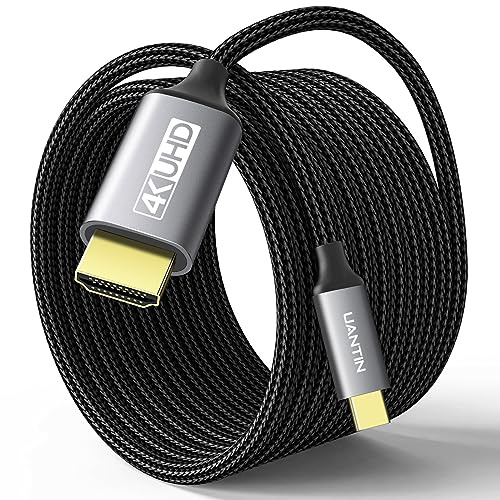 UANTIN Câble USB C vers HDMI 3 m pour bureau à domicile 4K haute vitesse | Câble USB C vers HDMI [compatible Thunderbolt 3/4/5] avec MacBook Neo, Galaxy S9 à S25, iPhone 17 Pro/Max, iPad Pro, Surface
