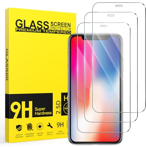 Niphabe 3 Pièces Verre Trempé pour iPhone X/XS, Ultra Résistant Film Protection écran, Anti-Rayures, Sans Bulles Film Protection écran avec iPhone 11 Pro 5.8