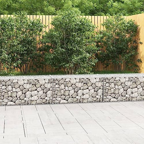 Baziroo Gabion en acier galvanisé - 300 x 50 x 50 cm - Argenté - Brise-vue - Gabion - Décoration murale - Gabion - Panier à gabion - Pour soutenir les murs de jardin