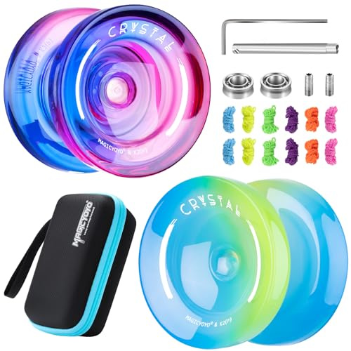 YOSTAR JoJo K2 Pack 2 Profi Leerlauftrick Yoyo für Kinder, Magic Trick JoJo | Unresponsive Jo-Jo für Erwachsene mit Kugellager 12 Saiten Koffer, 2 Tasche, 2 Lagerentferner
