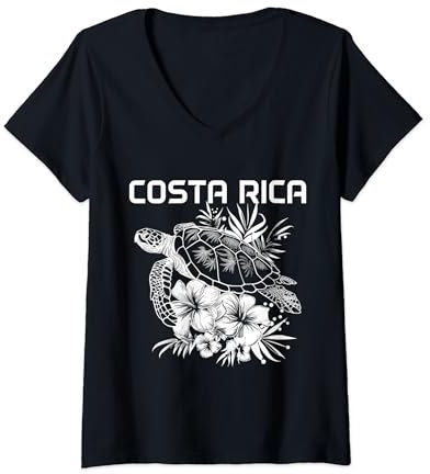 Damen Souvenir zum Tauchen mit Meeresschildkröten aus Costa Rica T-Shirt mit V-Ausschnitt