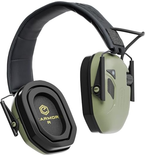 Earmor M300T Elektronische Gehörschutz Mit Bluetooth Schiessen Kapselgehörschutz Ohrenschützer Lärmdämpfung für Jagd Schieß Dämmwert, SNR 29dB Dynamische Geräusch-Regelung, Grün
