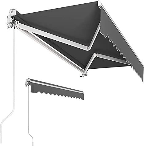 Außenmarkise, Manuell einziehbare Terrassenmarkise, Verstellbarer Sonnenschutz, Wasserdicht Und UV-beständig, Sonnenschutzabdeckung Für Außenfenster Für Garten, Balkon, Hof, Grau, 2,5x1,5m