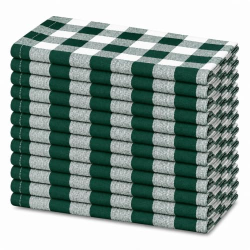 Blue Needles Gingham Buffalo Plaid Cotton Dinner Napkins Set of 12-18x18