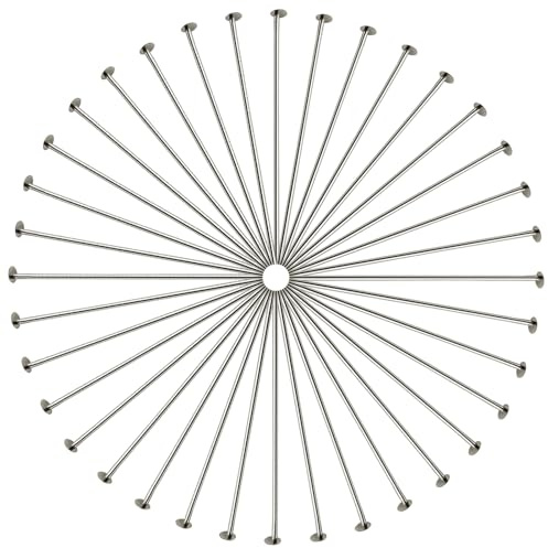 TOAOB Flachen Kopfstifte 500 Stück Edelstahl Flachkopfstifte 50mm Flachkopfstifte Nietstifte Kettelstifte Prismenstifte Silberton Metallschmuckherstellung Stifte für DIY Schmuckherstellung