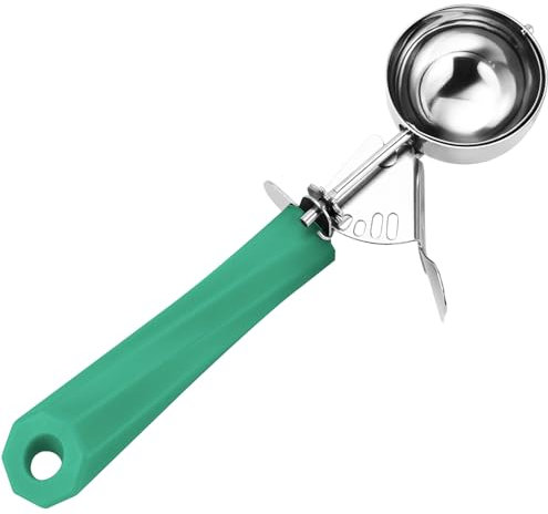Fayomir 2 oz Scoop, Cookie Scoop for Baking, 2 oz Ice Cream Scoop with Trigger, #16 Disher, Portion Scoop, Blue Handle, Food Scoop for Ice Cream, Muffin, Cupcake Batter, Mashed Potato, Cookie Dough