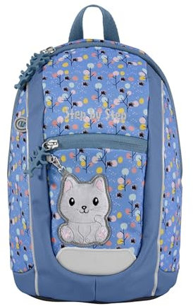Step by Step Rucksack-Set KIGA MINI „Cat Momo“, blau-lila, ergonomischer Rucksack mit höhenverstellbaren Brustgurt für die Kleinsten, für Kindergarten & Kita, ab 12 M+, für Mädchen 6l