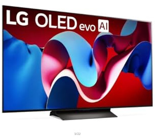 LG 55-Inch Class 4K (2160p) OLED evo C4 Smart TV 2024 Wi-Fi, Bluetooth, Filmmaker Mode, Dolby Atmos,144Hz,with Alexa Built-in, Magic Remote OLED55C4PUA (Renewed)