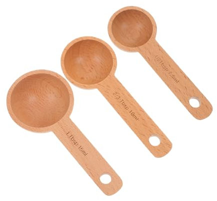 IMIKEYA 3pcs Beech Measuring Spoon Spoons for Canisters Wood Scoop for Coffee Beans and Baking Use
