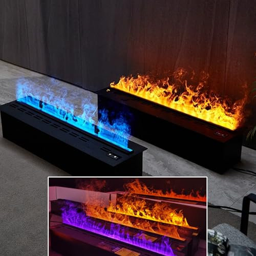 Chimenea de Vapor de Agua 3D, Chimenea de Vapor con Luces de Ambiente de 7 Colores, Control Táctil/Remoto, Inserto de Chimenea Eléctrica, Gran Decoración para El Hogar, La Oficina, El Hotel, 100cm