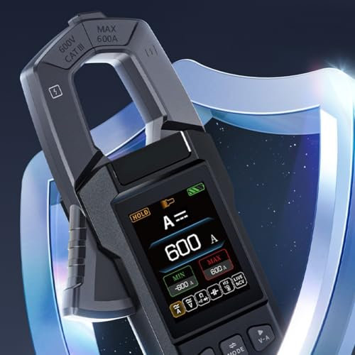 ReachMall DMC-100 DC AC Current Clamp Meter, Multimeter Auto-Ranging Voltmeter Ampmeter, 10000 Count Digital Multimeter 600A(with)