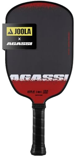 JOOLA Agassi Edge 16mm Pickleball Paddle - Carbon Fiber Pickleball Racket Surface Increases Spin & Control - Agassi Shape with Extended Sweet Spot - UPA-A Certified - USAP Approved - NFC Chip Enabled