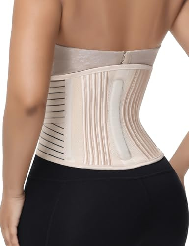 SHAPSHE Waist Trainer for Women Tummy Control Postpartum Recovery Wrap Back Support Belt Short Torso Waist Cincher for Women/Men Beige