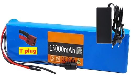 29.4V 15Ah Ebike Battery Lithium Battery Pack Lithium Ion Electric Bike Battery with Charger for 250W 350W 500W 1000W E Scooter electric bicycles balance Electric scoote Motor T plug,29.4V 15Ah