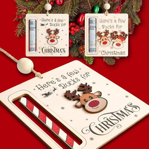 Geldgeschenk Weihnachten Deko, 2 Stück Weihnachtsanhänger, Holzanhänger Weihnachten, Weihnachtsanhänger Holz, Weihnachtsbaumschmuck, Christbaumschmuck für Weihnachtsbaum Weihnachtskarten Geschenke (A)