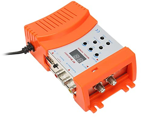 Plyisty Interfaz Multimedia HD y AV a RF Modulador con Resolución de 1080p para Televisión Doméstica, Enchufe y Reproducción para el Reproductor Multimedia de Transmisión Aplicable, Metal/plástico