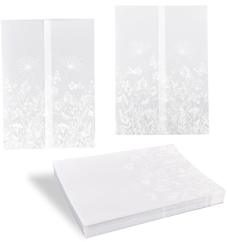 50pz Copertine Pergamena Pre-piegate per Inviti 12,7x17,78cm, Fiori Campo Maniche Carta Pergamena & Involucri Accessori Inviti Matrimonio per Addio al Nubilato Festa Neonato Biglietti Auguri