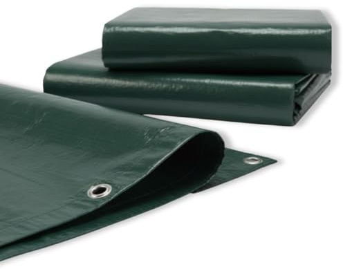 Envenzo Garden Cover Sheet, PE Tarpaulin with Aluminium Eyelets and Corner Covers for Outdoor Gardening, Green, 200 x 300 cm