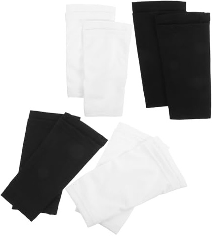 YARNOW 4 Pares de Calcetines Protectores de Espinillas para Fútbol Mangas de Compresión para Pantorrillas Bolsillo para Espinilleras Soporte Dinámico Control de Humedad Talla L