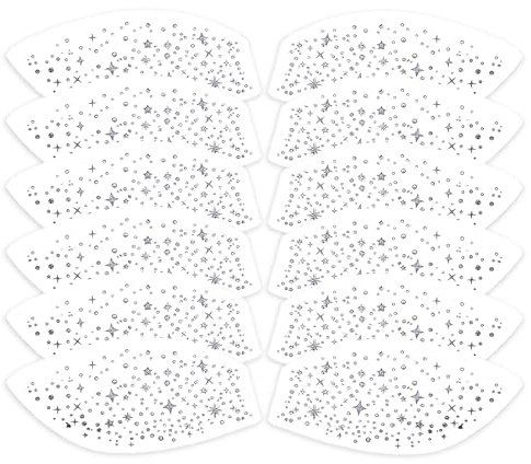 MWOOT Lidschatten Tattoos, 6 Paar/12 Stück Augen Makeup Sticker für Damen, Eye Shadow Sticker Silber