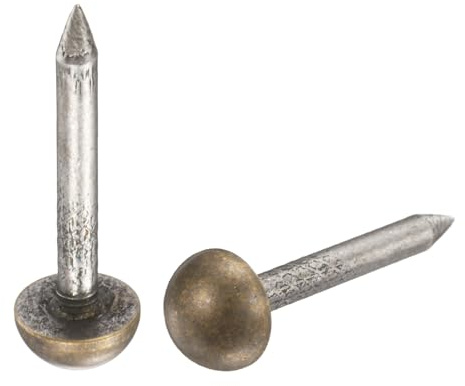 QUARKZMAN 20 Stück Massive Messing Polsternägel 8mm Retro Polsternägel Dekorative Daumendruckstifte Für Holzkisten Teppich Sofa Möbel Lederhandwerk Bronze