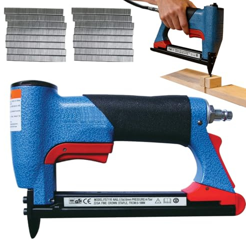 Pneumatic Nailer for Soldered Nails, Heavy Duty Assembly Tool 4 to 8 Bar, Capacity of 3600 Nails, Pneumatic Hammer with Charger 3600 Nails, Laying Frames, Skirting Boards, Furniture, Upholstery