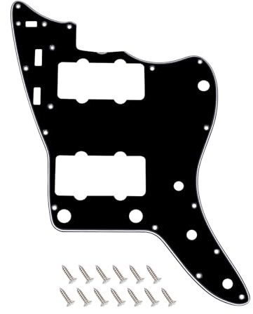Banworks Vintage 60er Jazzmaster Schlagbrett mit Halsstabkerbe 3-lagig 13-Loch Jazzmaster Scratch Plate für Fender Jazzmaster und Squier Classic Vibe 60er Jazzmaster Gitarren JT/HB-38 Schwarz