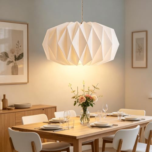 Origami Design Papier Lampenschirm - Folding Pendelleuchte Kunst Dekor,Nordische Kreativpapier Lampenschirm Deko Papier Laterne Deckenlampen Shade,für Wohnzimmer,Esszimmer,Schlafzimmer