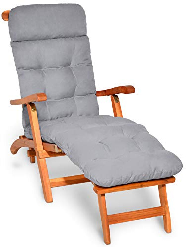 Beautissu Colchoneta Tumbona Exterior 200x50x8 cm Flair DC – Cojin Tumbona Exterior para Jardín o Terraza con Relleno de Gomaespuma – Gris Claro
