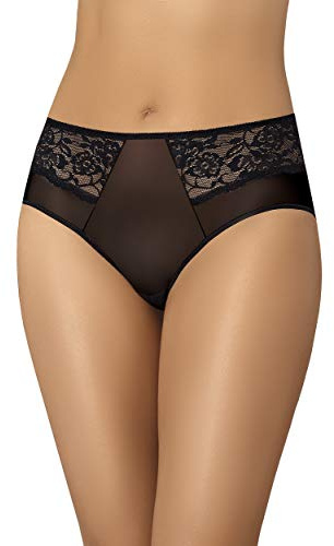Teyli Braguitas de Malla con Detalles de Encaje – Combinación Estilizada de Sensualidad, Comodidad y Corte Clásico para Mujeres.Negro L
