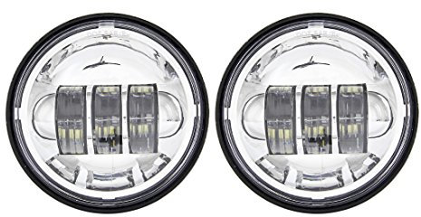 SKUNTUGUANG 2 PCS 4.5 inch 30W LED Fog Projector Auxiliary Headlights Motorcycle Passing Fog Light Lamp for Motorcycle (Chrome)