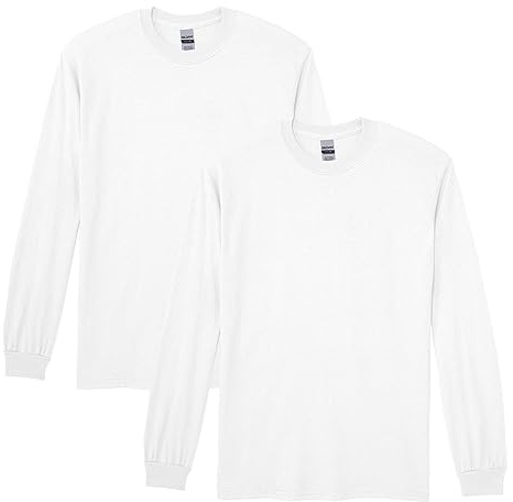 Gildan Dryblend Long Sleeve T-Shirt, Style G8400, 2-Pack Chemise, Blanc, Taille S (Lot de 2) Homme