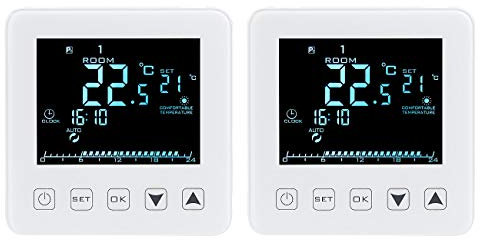 revolt Thermostat Digital WiFi: 2er-Set WLAN-Thermostate für Fußbodenheizungen, für Siri, Alexa & GA (Fussbodenheizung WLAN-Steuerung, Fußbodenheizungssteuerung, Infrarotheizung)